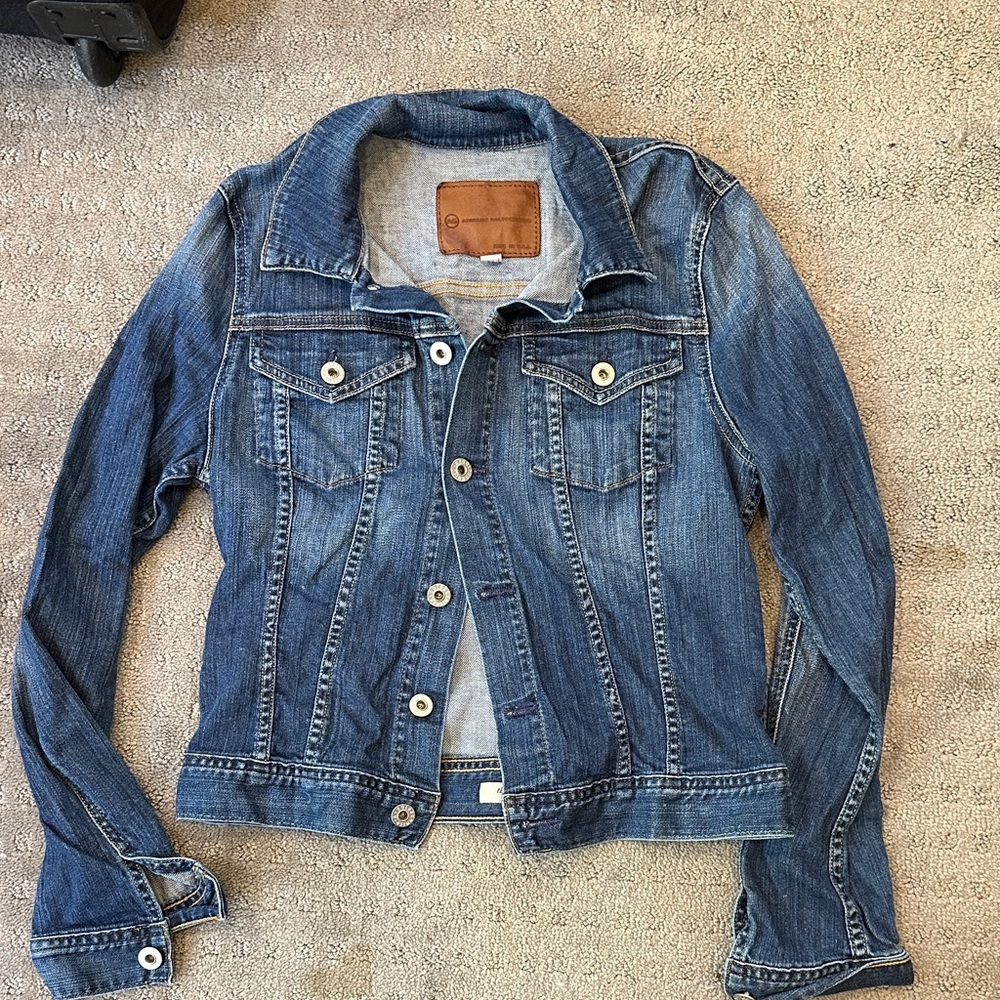 AG Adriano Goldschmied Blue Denim with Brown Leather Patch